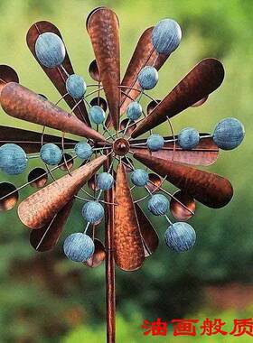 亚马逊EBAY热欧美庭院子天井摆插件设计师斑点彩绘铁艺户外大风车