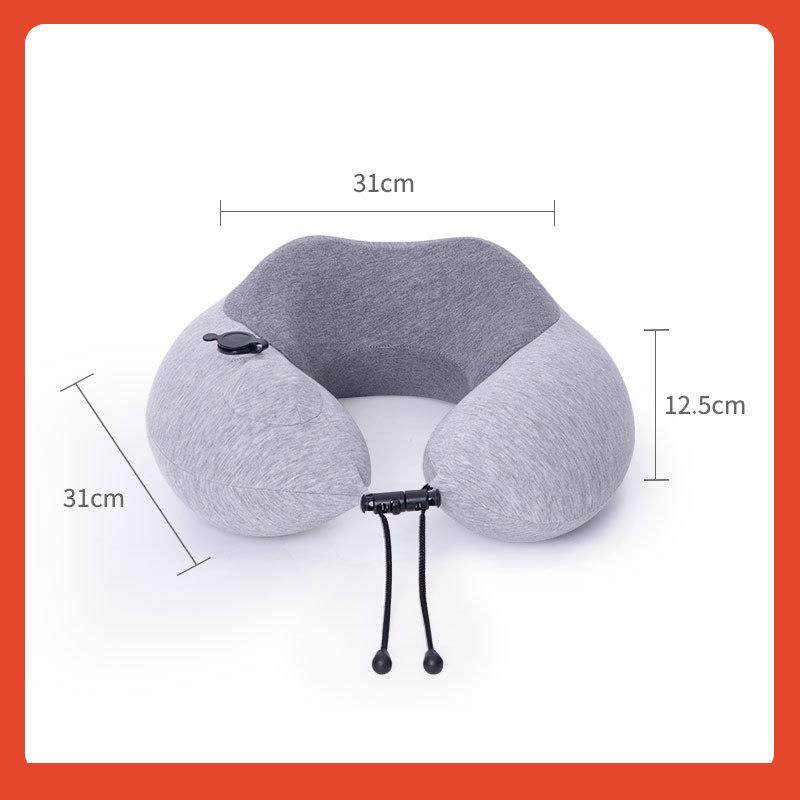⊙户外旅行可调节硬度按压充气u型枕记忆棉护颈枕脖枕便携U形枕