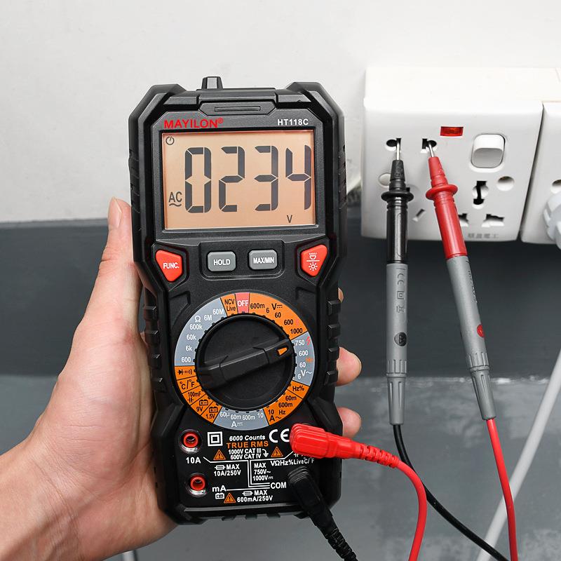麦仪龙HT118A数字万用表智能蜂鸣器电压表电流表便携式小表迷你型