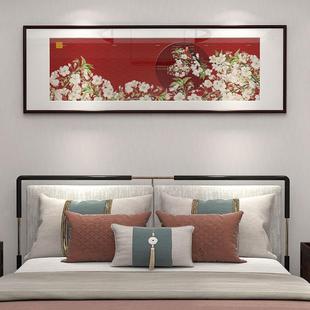 大气中国红国潮横幅挂画新中式酒店床头装饰画古韵宫廷卧室墙壁画