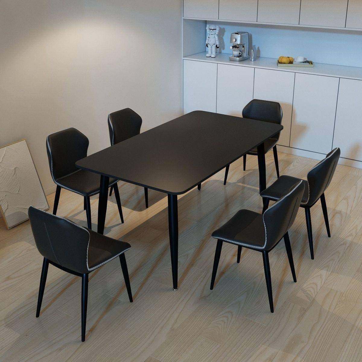 极简纯黑岩板餐桌餐桌椅家用小户型现代长方形组合意式轻奢饭桌子,电子元器件市场,其它元器件,淘宝优惠券,粉丝福利购,淘宝优惠卷