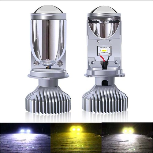 适用新款Y6S 汽车LED大灯三色透镜 鱼眼灯H4远近一体迷你MINI透镜