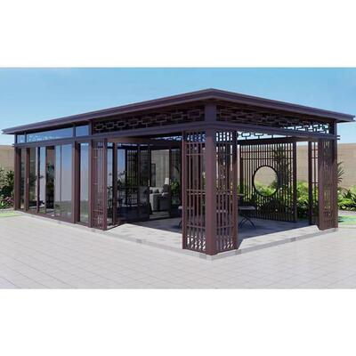 铝合金新中式凉亭轻固耐用风雅自成铝韵承雅意铝艺玻璃房遮阳透光