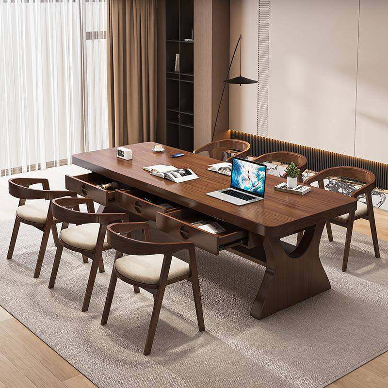 全实木书桌带抽屉去客厅化长条办公桌椅组合双层工作台会议桌,住宅家具,书桌,淘宝优惠券,粉丝福利购,淘宝优惠卷