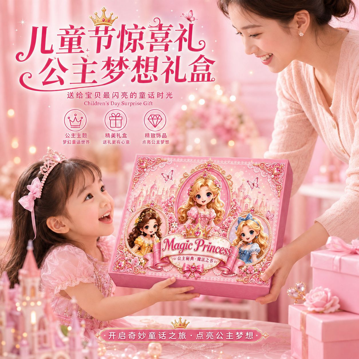 儿童公主饰品礼盒女孩手链diy套装盲盒礼物 六一礼品女洞洞乐Y