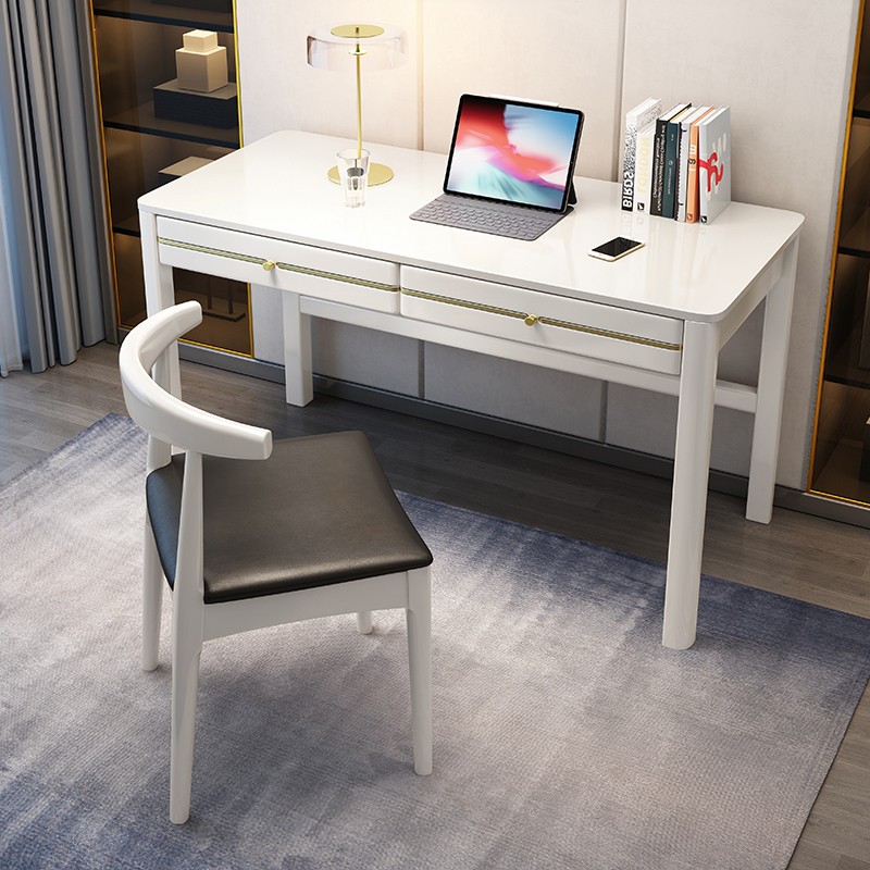 实木书桌现代简约台式电脑桌办公桌家用卧室学生学习桌成人写字台