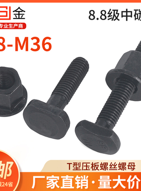 高强度T型螺丝螺杆压板螺栓套装螺母M8M10M12M14M16M18M20M22M36