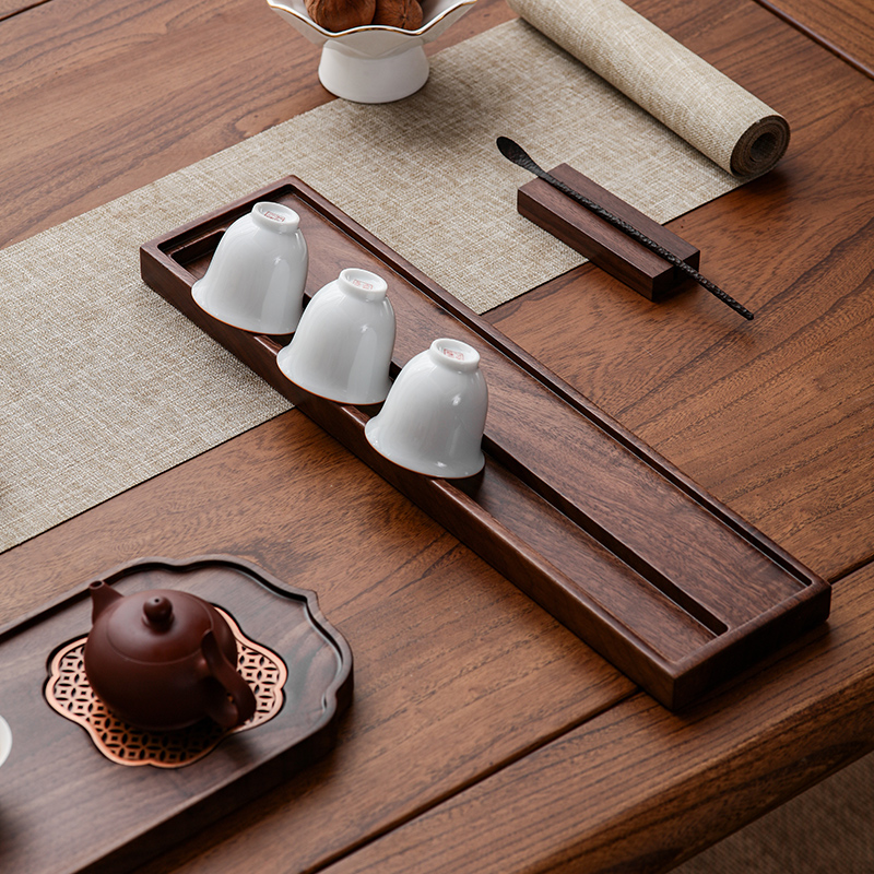 黑胡桃木茶杯架收纳架沥水茶具置物架笔架晾杯架实木杯托茶道配件