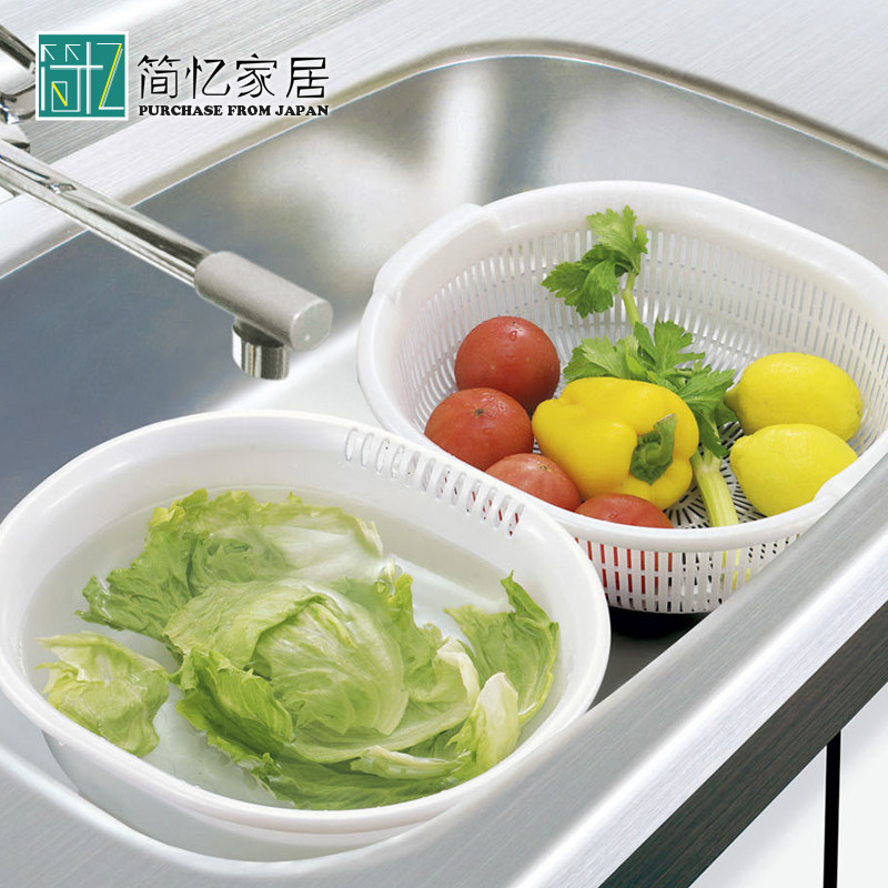 日本进口SANADA厨房洗菜盆塑料洗菜篮沥水篮滤水盆水果框沥水架子