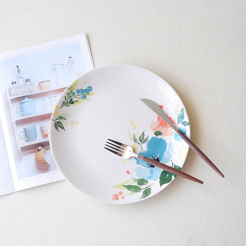 SLX森林熊 创意西餐牛排餐具盘欧式手绘盘子陶瓷甜品蛋糕装饰餐盘