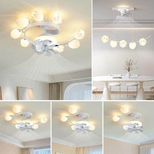 客厅风扇灯田园风铃兰大厅吸顶灯简约奶油风卧室餐厅全屋灯具套餐