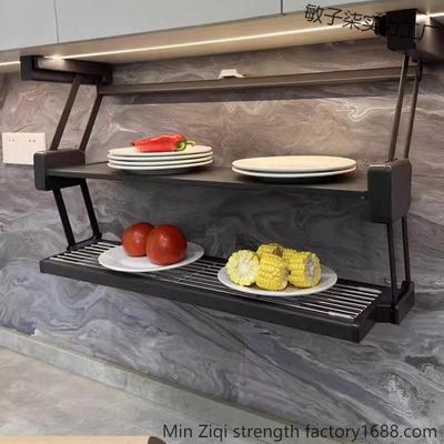 吊柜折叠置物架下拉式双层升降伸缩备菜调料碗碟储物收纳备餐架