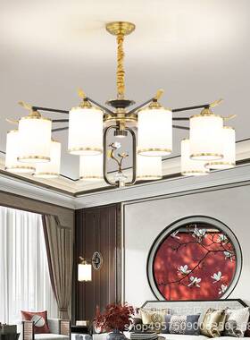 复式楼大吊灯别墅楼中楼客厅灯全铜中国风loft酒店大堂挑高楼梯灯