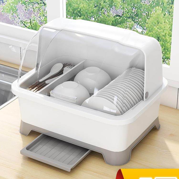 厨房沥水碗柜带盖餐具放碗碟置物架家用台面多功能装碗筷收纳箱盒,厨房/烹饪用具,抹布架/厨房清洁收纳架,淘宝优惠券,粉丝福利购,淘宝优惠卷