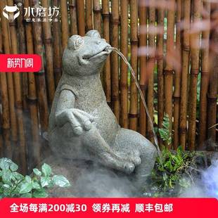 庭院造景青蛙喷泉阳台鱼缸水循环流水器装饰创意动物小摆件