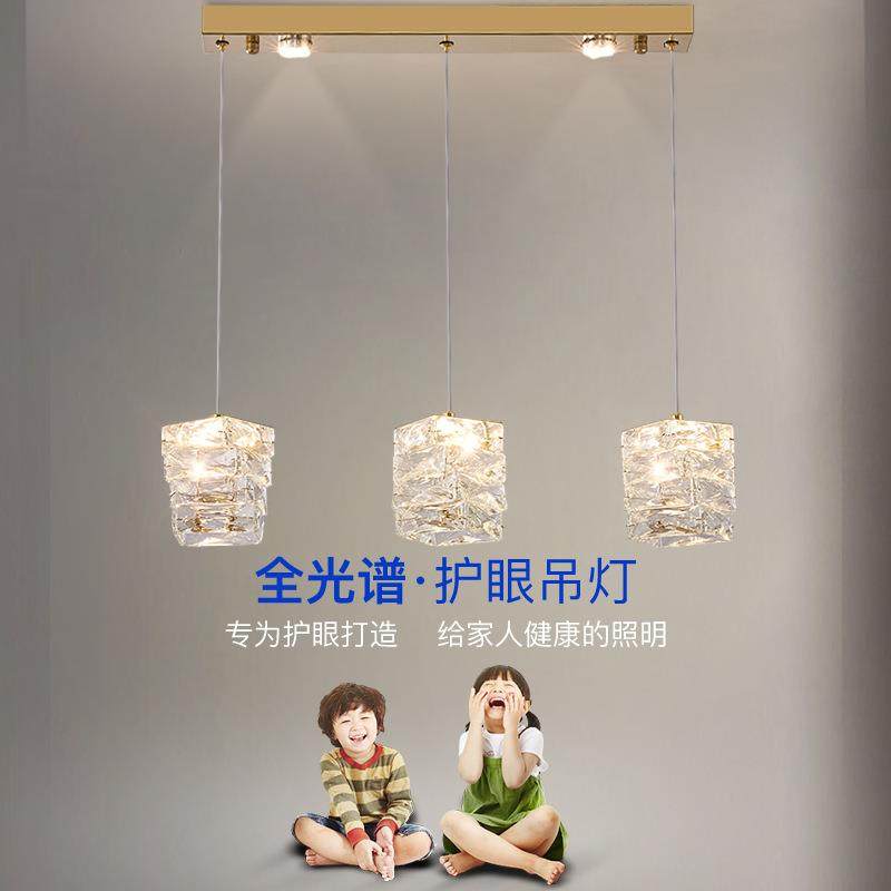 轻奢餐厅吊灯水晶灯现代简约个性三头餐桌饭厅吧台吊线灯中山灯具