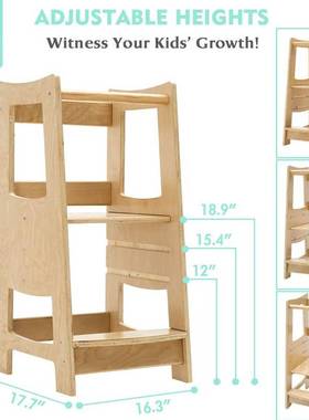 现货儿童洗手凳洗手台阶实木蒙氏learning tower洗漱踏脚学习塔