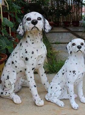 仿真斑点狗摆件宠物狗大麦町犬模型家居庭院花园落地看门狗摆设大