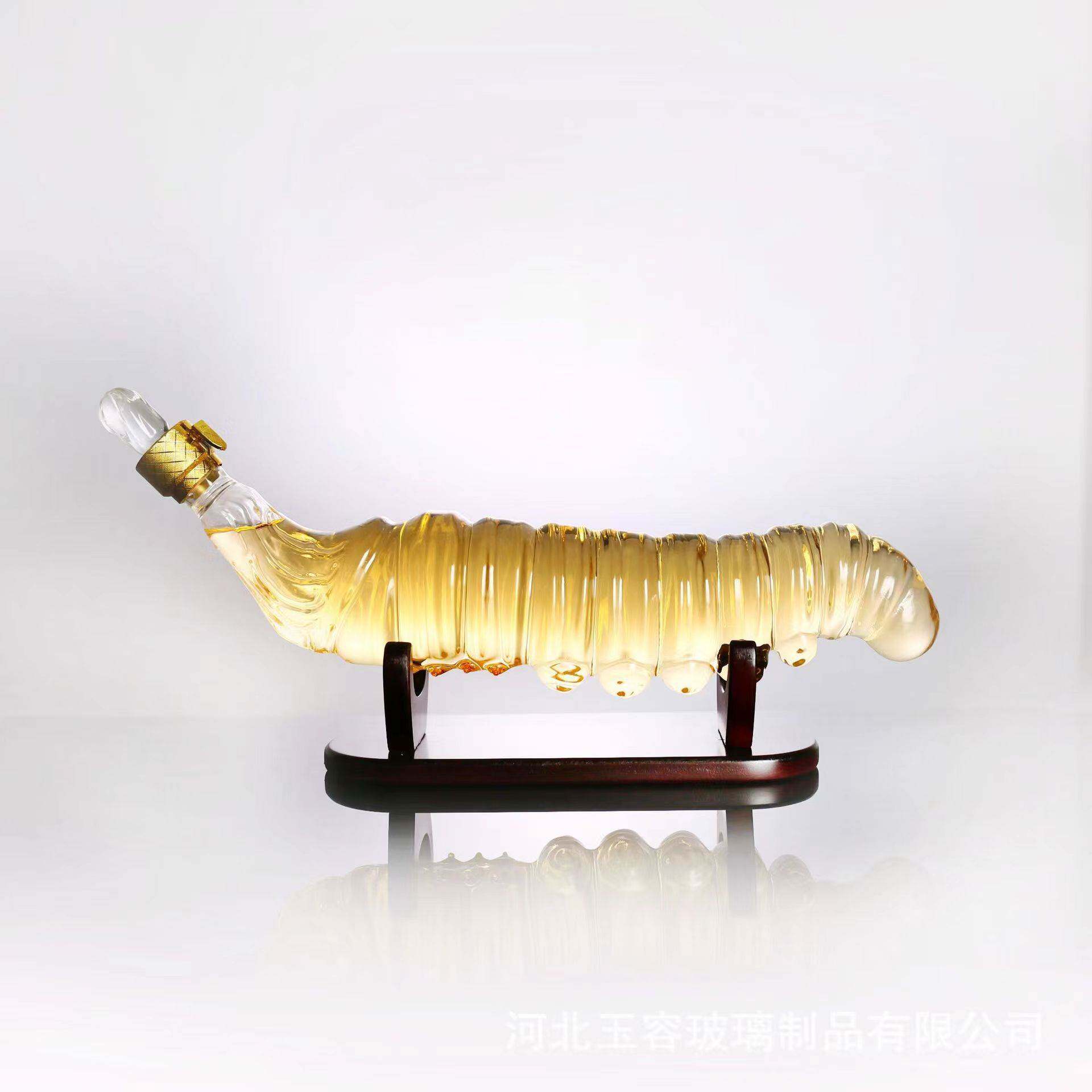虫草造型玻璃酒瓶威士忌玻璃酒瓶酒吧餐厅工艺品玻璃摆件玻璃空瓶
