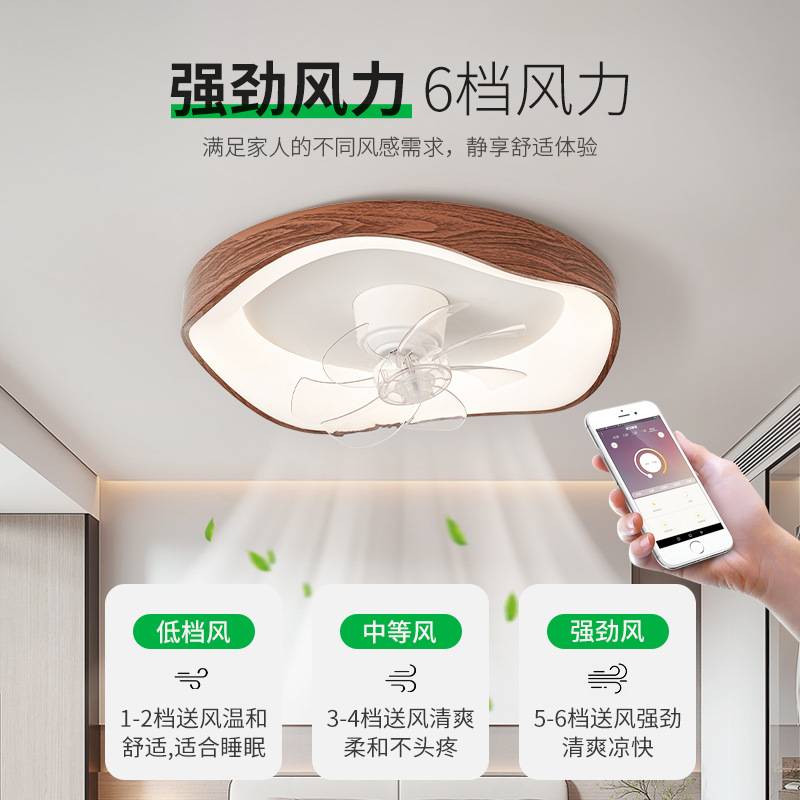 大观园全光谱摇头风扇灯复古胡桃木纹卧室儿童房中古风扇灯L263