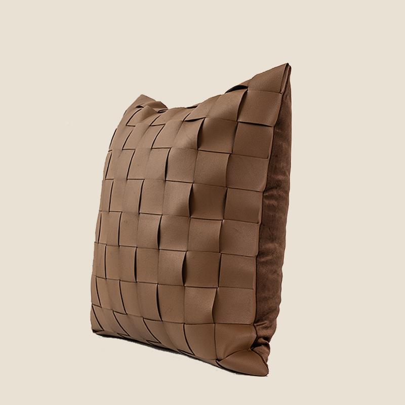 S58NEWC咖色轻皮质客编织抱枕套厅沙8发样板间奢F768JT56靠枕
