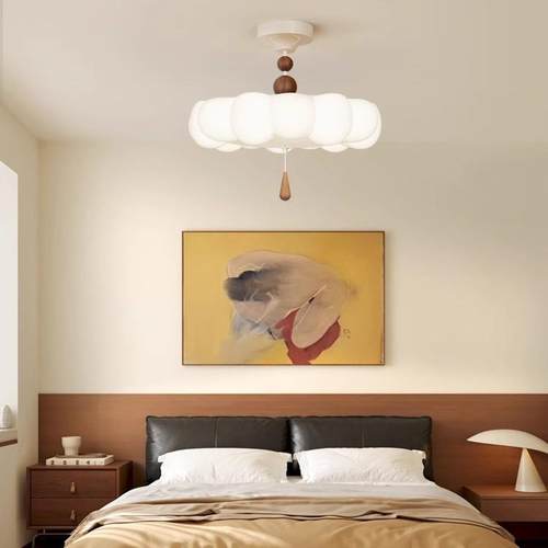 法式复古浪漫卧室吊灯奶油风云朵主卧灯全光谱护眼创意儿童房间灯