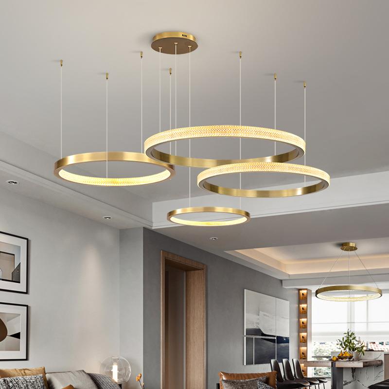客厅吊灯北欧极简灯具现代简约风大气设计师环形圆环圈圈大厅主灯