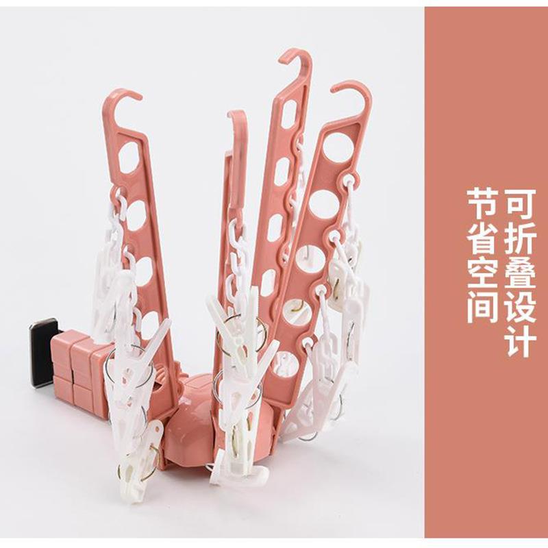 9WOR旅行便携可折叠窗户晾衣架阳台凉杆挂窗框卡扣式袜子多夹子晒