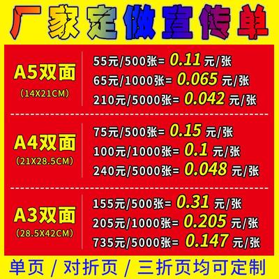 广告宣传单页印制彩页设计制作海报打印三折页产品说明书名片