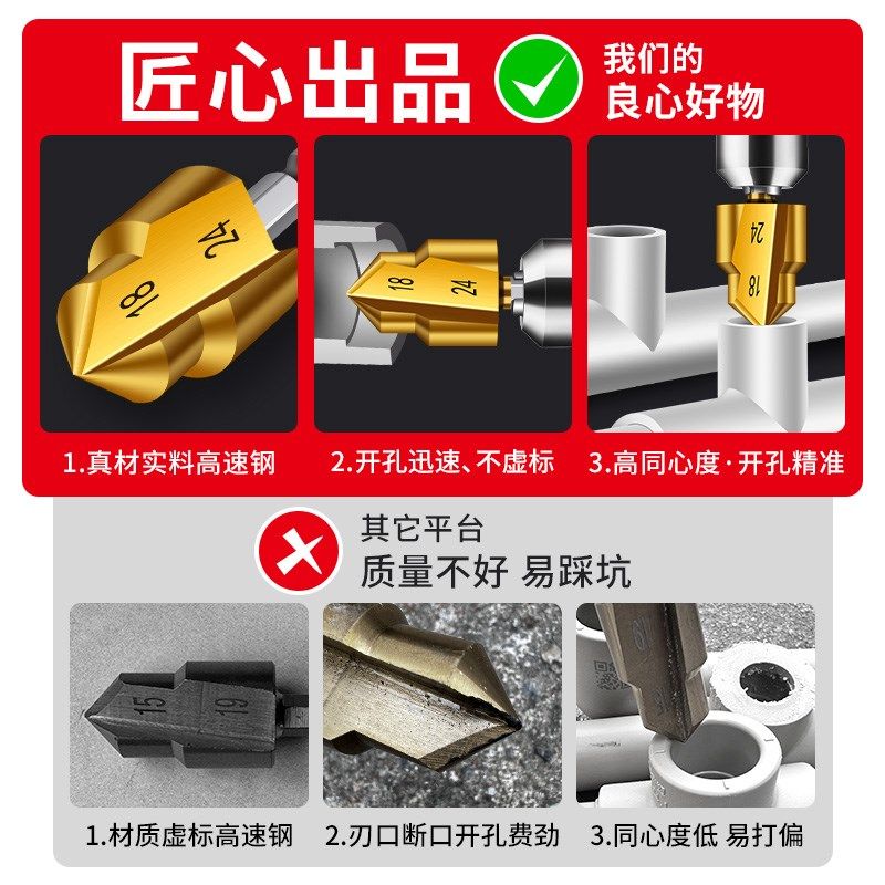 六角柄ppr提口钻头开孔器PVC自来水管修复热熔管材扩孔器补漏神器,搬运/仓储/物流设备,其他起重搬运设备,淘宝优惠券,粉丝福利购,淘宝优惠卷