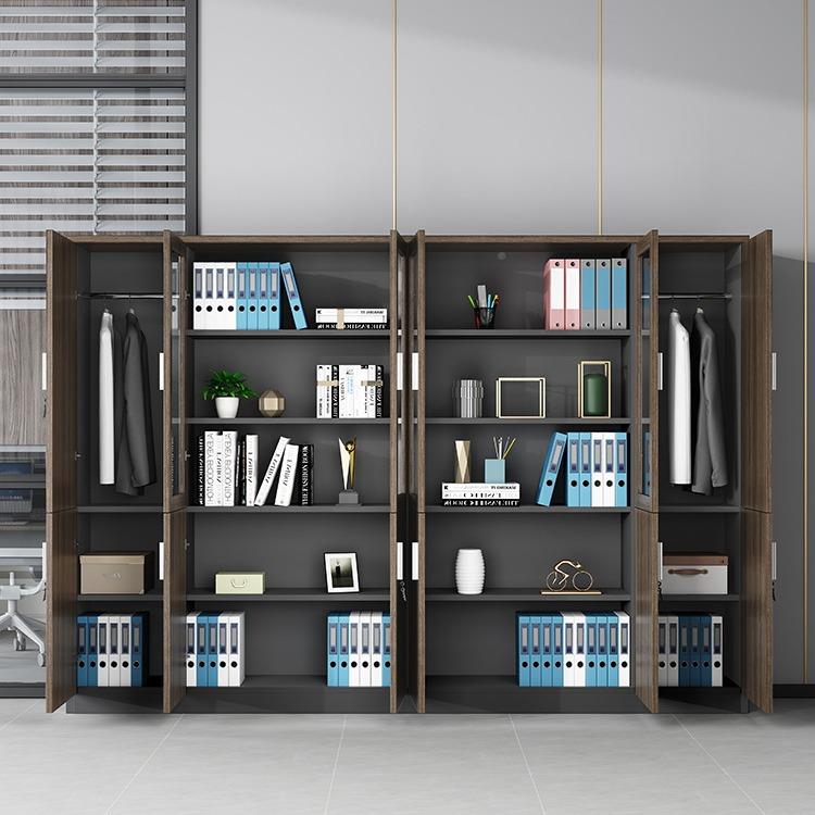 文锁件公柜木质简柜约现代档案柜资料储物柜书柜玻SG-12璃带办室