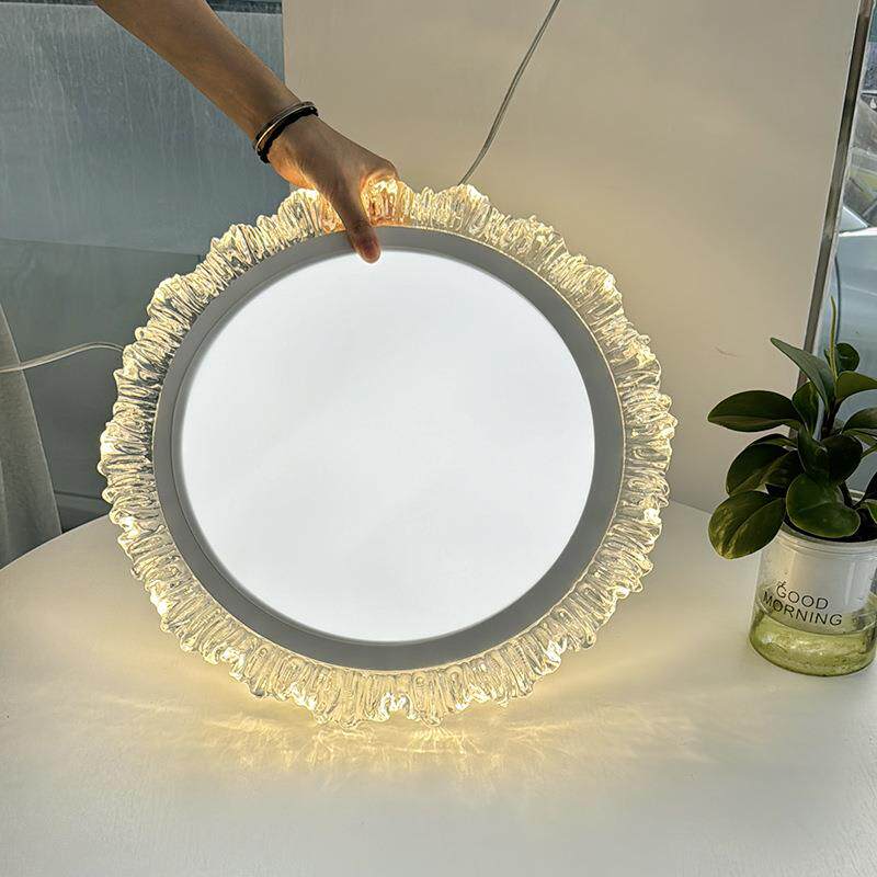 全轻奢奶油光谱奶油风吸顶新灯2025款约护眼圆形房客间厅灯中山家