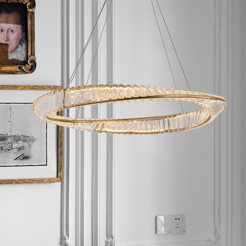 意式轻奢水风灯大客厅吊灯餐厅设计师圆环卧室后现代款609水晶晶