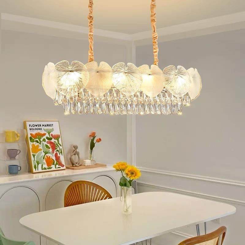 客水晶吊灯奶创意荷叶法式油卧室灯风现792代简约轻奢厅餐厅灯,家装灯饰光源,智能吊灯,淘宝优惠券,粉丝福利购,淘宝优惠卷