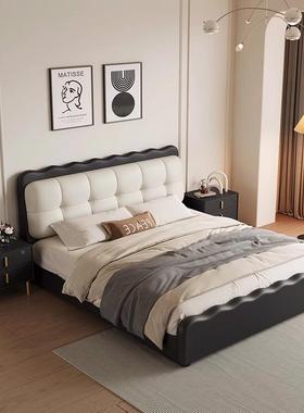 法式复古黑色泡芙床云主卧生态NVT朵艺床皮现代约涟漪简床网红软