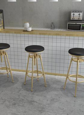 吧台椅酒吧子旋转QIT升降椅软高脚代凳子铁艺靠背家垫用吧凳现简