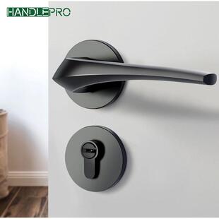 室GOR太空内音门锁门把手用家用卧室色房门黑锁卫生间分体锁具通