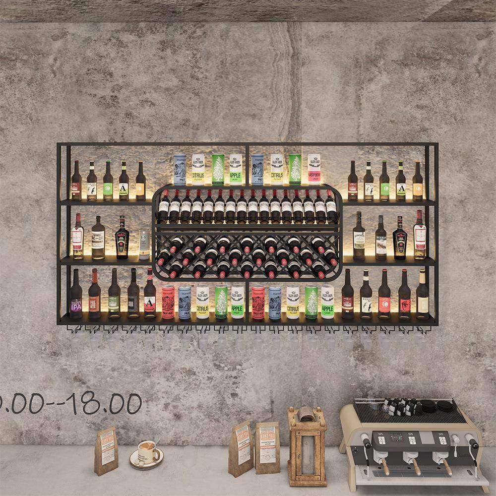 工红业风店铺挂墙酒架简约台壁挂SN-壁酒柜吧展柜铁艺发示光酒架
