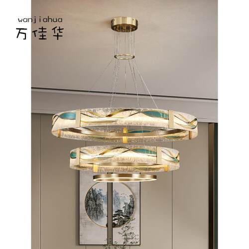 2客025新款全铜灯具厅吊式现代大气轻复式新501中国风茶室餐厅灯