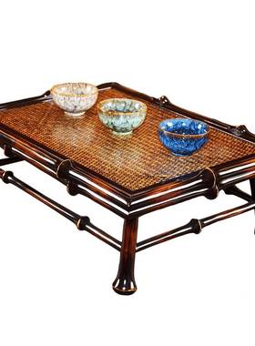 高筇竹小茶台家用飘茶桌摆件榻榻米矮炕桌窗桌XFR33052茶盘桌档干