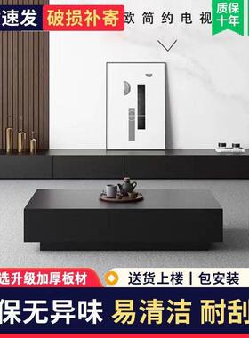 视LY柜茶几家用客厅现代意柜式黑色质小户电型茶几电视落木地柜组