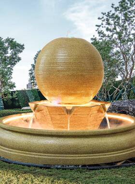 式圆球流水摆件户外欧庭院鱼GXR池景观客厅湿招球型加装饰庭院景