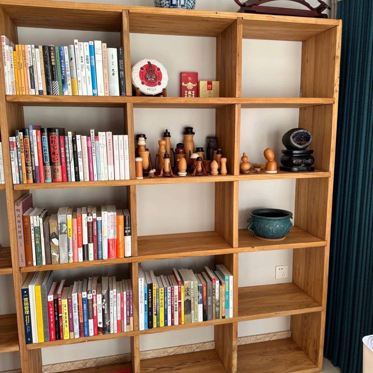 老榆木满书架做客书柜实木吊书架柜落置物架墙厅隔断格子地展示柜