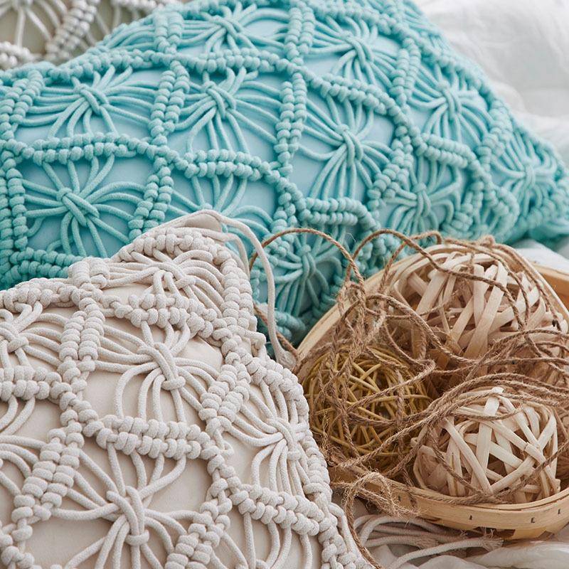 景纺织流苏沐香含波西米亚手工织编抱枕AVN瑞腰枕含芯民宿靠枕不