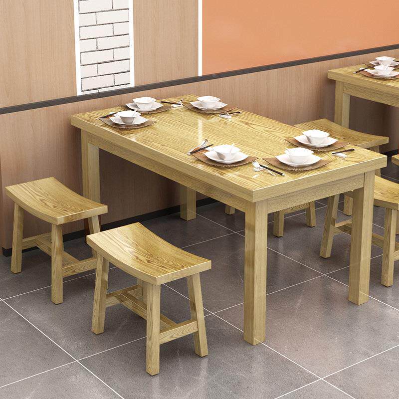 面馆桌饭店小吃店AVN餐餐桌桌椅家用组椅合木实餐馆桌子烧烤碳化