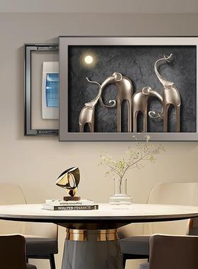 轻弱挡奢电表箱装饰DY855333画发财树寓意抽象厅配电箱遮餐壁画电