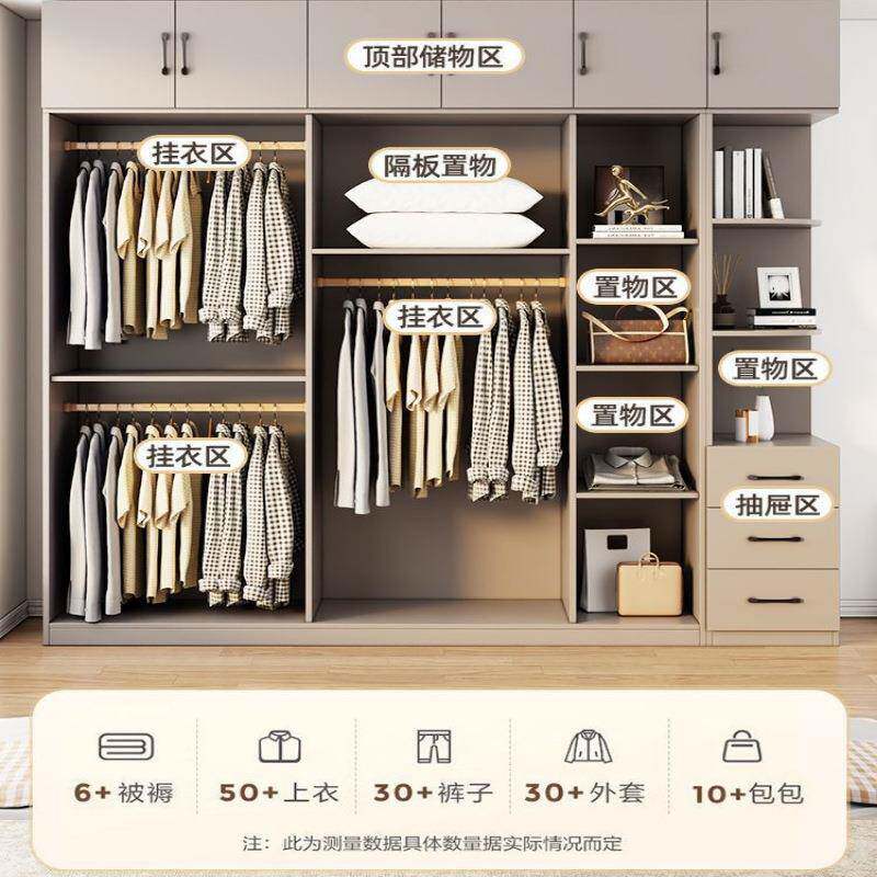 实木衣柜家AQG卧室简约现代轻奢物柜收纳衣出橱用小储户型租屋大