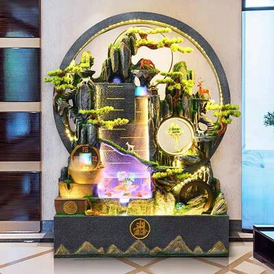 型假山流鱼水喷泉落中地鱼池庭院阳台循环水室内外摆NXE大件玄关