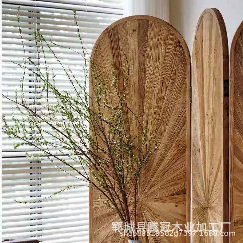 老榆木屏风玄0656-80关户门口挡隔断家用卧室遮实木移折动可叠入