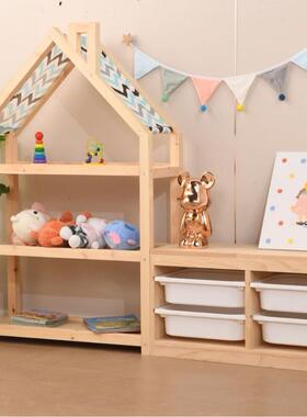 玩具收纳宝宝书柜蒙架氏儿童房48751架烟囱置物实木家用落地组合
